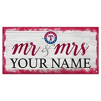 Texas Rangers 6" x 12" Personalized Mr. & Mrs. Script Sign