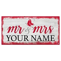 Boston Red Sox 6" x 12" Personalized Mr. & Mrs. Script Sign