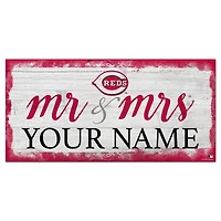 Cincinnati Reds 6" x 12" Personalized Mr. & Mrs. Script Sign