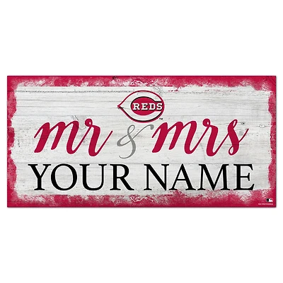 Cincinnati Reds 6" x 12" Personalized Mr. & Mrs. Script Sign