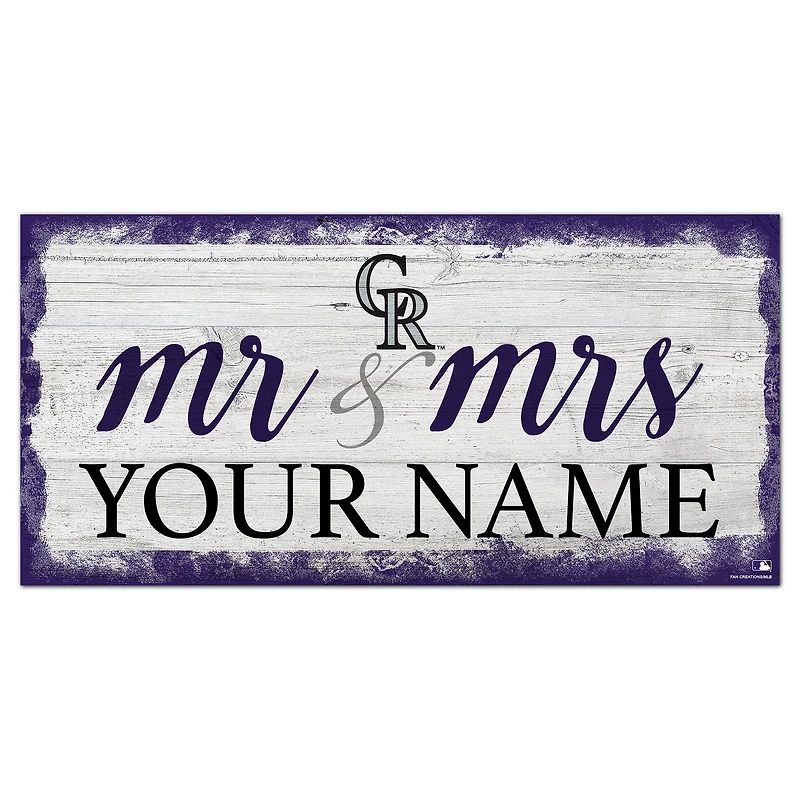 Colorado Rockies 6" x 12" Personalized Mr. & Mrs. Script Sign