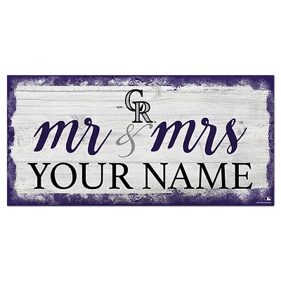 Colorado Rockies 6" x 12" Personalized Mr. & Mrs. Script Sign
