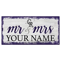 Colorado Rockies 6" x 12" Personalized Mr. & Mrs. Script Sign