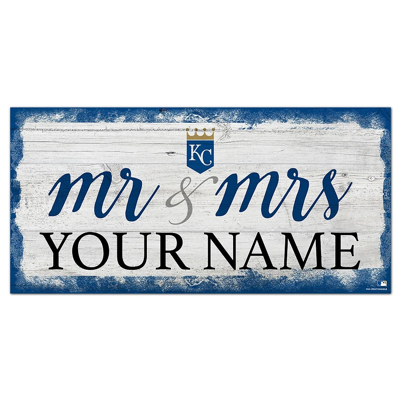 Kansas City Royals 6" x 12" Personalized Mr. & Mrs. Script Sign
