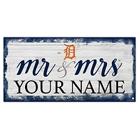 Detroit Tigers 6" x 12" Personalized Mr. & Mrs. Script Sign