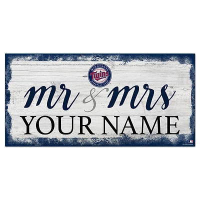 Minnesota Twins 6" x 12" Personalized Mr. & Mrs. Script Sign