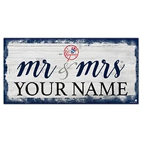 New York Yankees 6" x 12" Personalized Mr. & Mrs. Script Sign