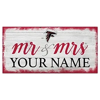 Atlanta Falcons 6" x 12" Personalized Mr. & Mrs. Script Sign