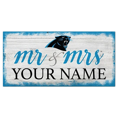 Carolina Panthers 6" x 12" Personalized Mr. & Mrs. Script Sign