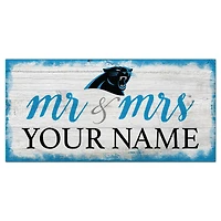 Carolina Panthers 6" x 12" Personalized Mr. & Mrs. Script Sign