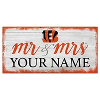 Cincinnati Bengals 6" x 12" Personalized Mr. & Mrs. Script Sign