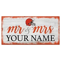 Cleveland Browns 6" x 12" Personalized Mr. & Mrs. Script Sign