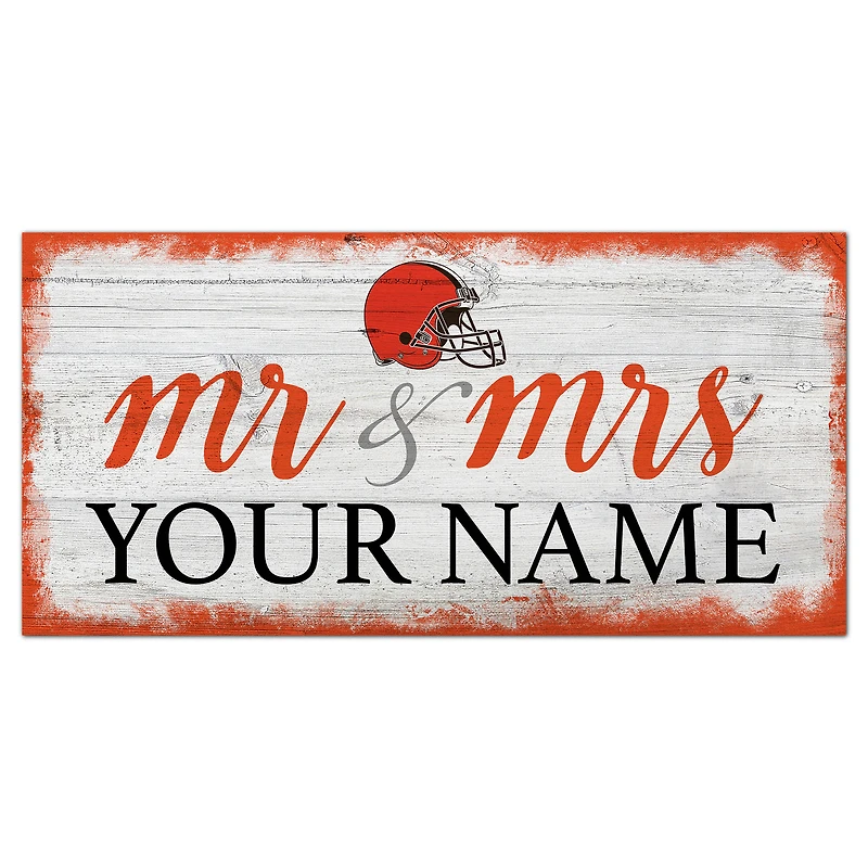 Cleveland Browns 6" x 12" Personalized Mr. & Mrs. Script Sign