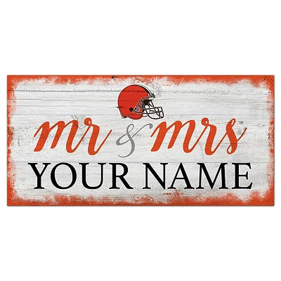Cleveland Browns 6" x 12" Personalized Mr. & Mrs. Script Sign