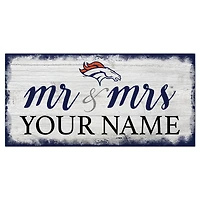 Denver Broncos 6" x 12" Personalized Mr. & Mrs. Script Sign
