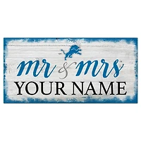 Detroit Lions 6" x 12" Personalized Mr. & Mrs. Script Sign