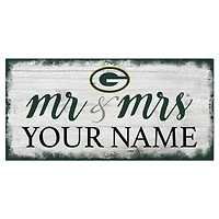 Green Bay Packers 6" x 12" Personalized Mr. & Mrs. Script Sign