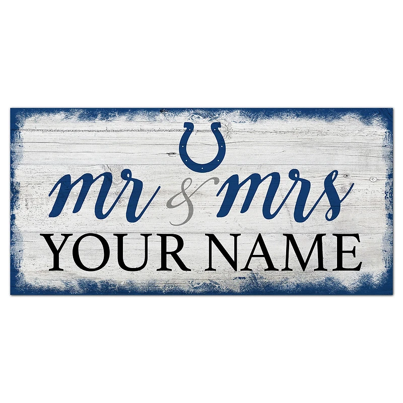 Indianapolis Colts 6" x 12" Personalized Mr. & Mrs. Script Sign