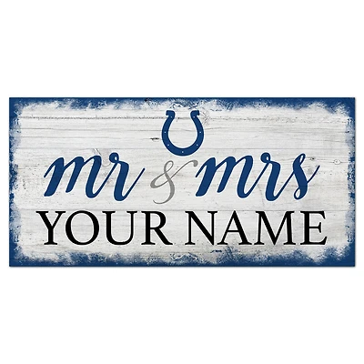 Indianapolis Colts 6" x 12" Personalized Mr. & Mrs. Script Sign