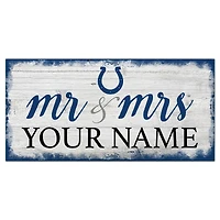 Indianapolis Colts 6" x 12" Personalized Mr. & Mrs. Script Sign