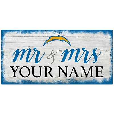 Los Angeles Chargers 6" x 12" Personalized Mr. & Mrs. Script Sign