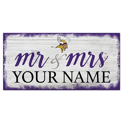 Minnesota Vikings 6" x 12" Personalized Mr. & Mrs. Script Sign