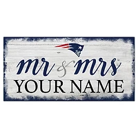 New England Patriots 6" x 12" Personalized Mr. & Mrs. Script Sign
