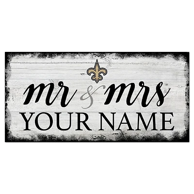 New Orleans Saints 6" x 12" Personalized Mr. & Mrs. Script Sign