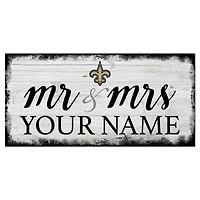 New Orleans Saints 6" x 12" Personalized Mr. & Mrs. Script Sign