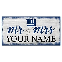 New York Giants 6" x 12" Personalized Mr. & Mrs. Script Sign