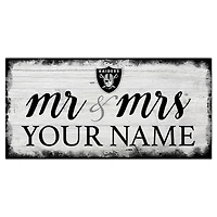 Las Vegas Raiders 6" x 12" Personalized Mr. & Mrs. Script Sign