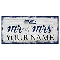 Seattle Seahawks 6" x 12" Personalized Mr. & Mrs. Script Sign