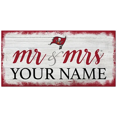 Tampa Bay Buccaneers 6" x 12" Personalized Mr. & Mrs. Script Sign