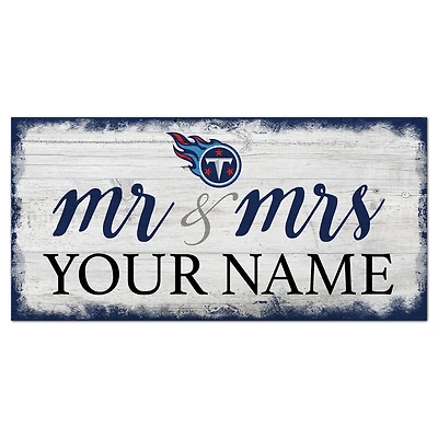 Tennessee Titans 6" x 12" Personalized Mr. & Mrs. Script Sign