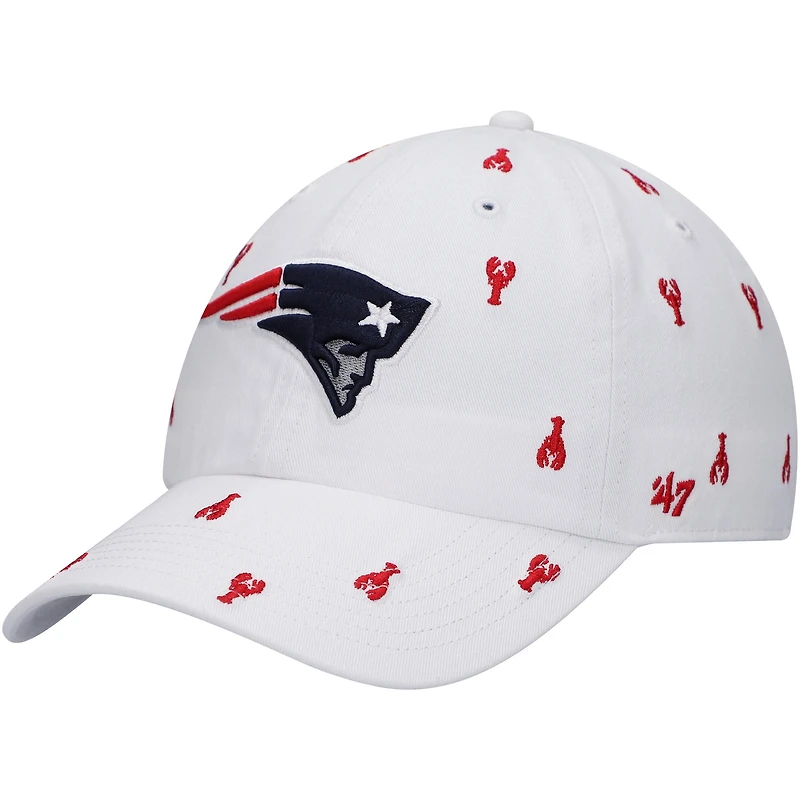 Women's '47 White New England Patriots Confetti Clean Up Adjustable Hat