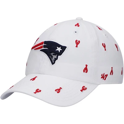 Women's '47 White New England Patriots Confetti Clean Up Adjustable Hat