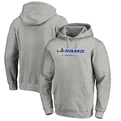 Men's Heather Gray Los Angeles Rams Logo Team Lockup Fitted Pullover Hoodie