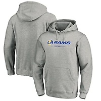 Men's Heather Gray Los Angeles Rams Logo Team Lockup Fitted Pullover Hoodie
