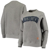 Women's Pressbox Heather Charcoal Auburn Tigers Moose Quilted Pullover Sweatshirt