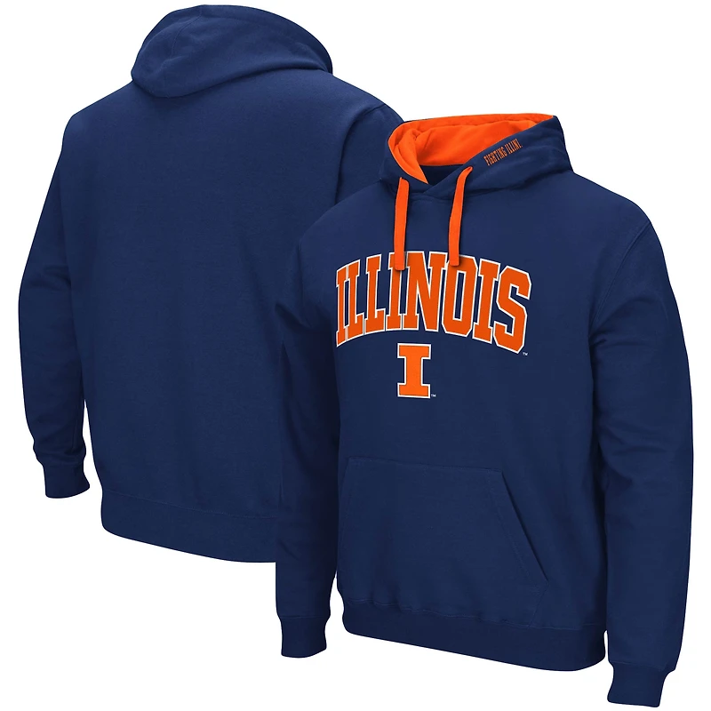 Men's Colosseum Navy Illinois Fighting Illini Big & Tall Arch & Logo 2.0 Pullover Hoodie