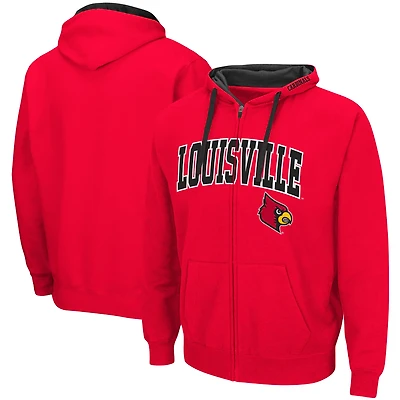 Men's Colosseum Red Louisville Cardinals Big & Tall Full-Zip Hoodie