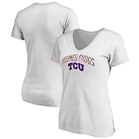 Women's White TCU Horned Frogs Floral Arched V-Neck T-Shirt
