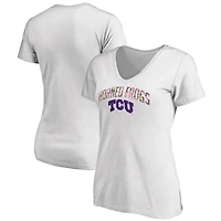 Women's White TCU Horned Frogs Floral Arched V-Neck T-Shirt