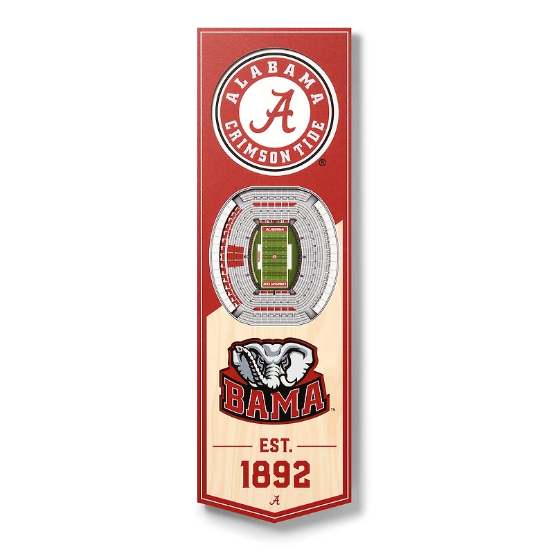 Alabama Crimson Tide 6'' x 19'' 3D StadiumView Banner