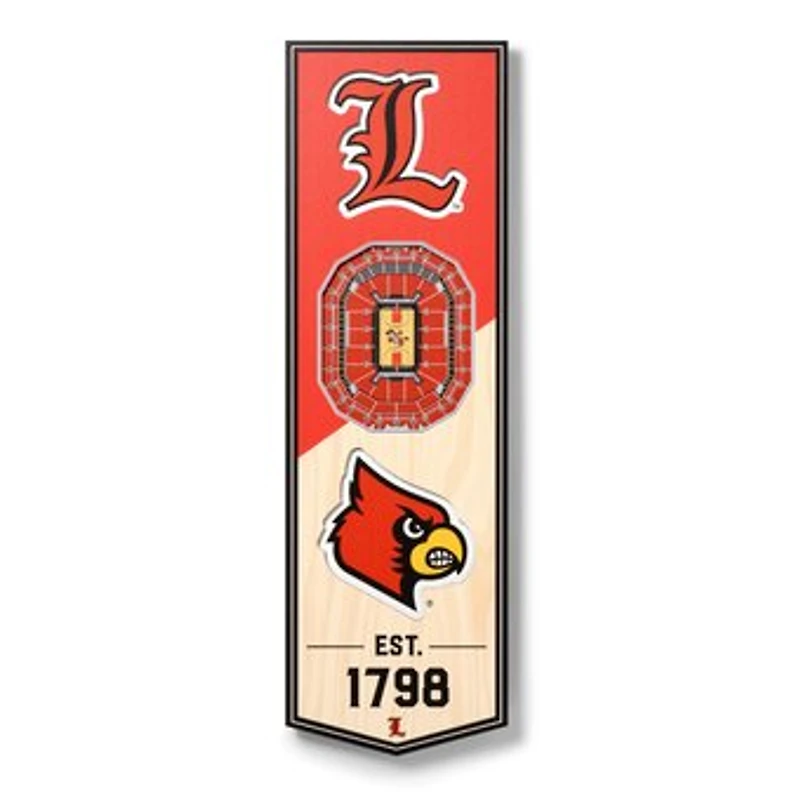 Louisville Cardinals 6'' x 19'' 3D StadiumView Banner