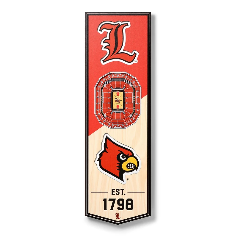 Louisville Cardinals 6'' x 19'' 3D StadiumView Banner