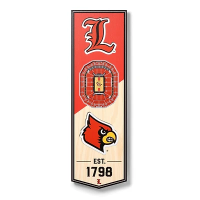 Louisville Cardinals 6'' x 19'' 3D StadiumView Banner