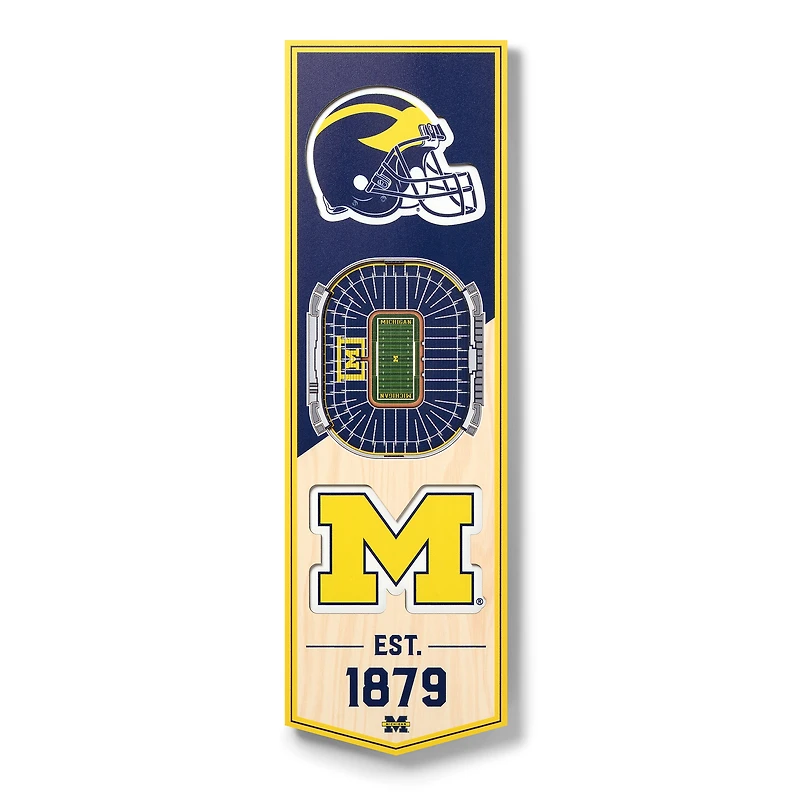 Michigan Wolverines 6'' x 19'' 3D StadiumView Banner