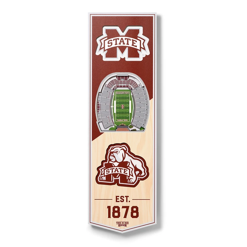 Mississippi State Bulldogs 6'' x 19'' 3D StadiumView Banner