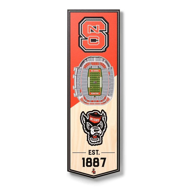 NC State Wolfpack 6'' x 19'' 3D StadiumView Banner